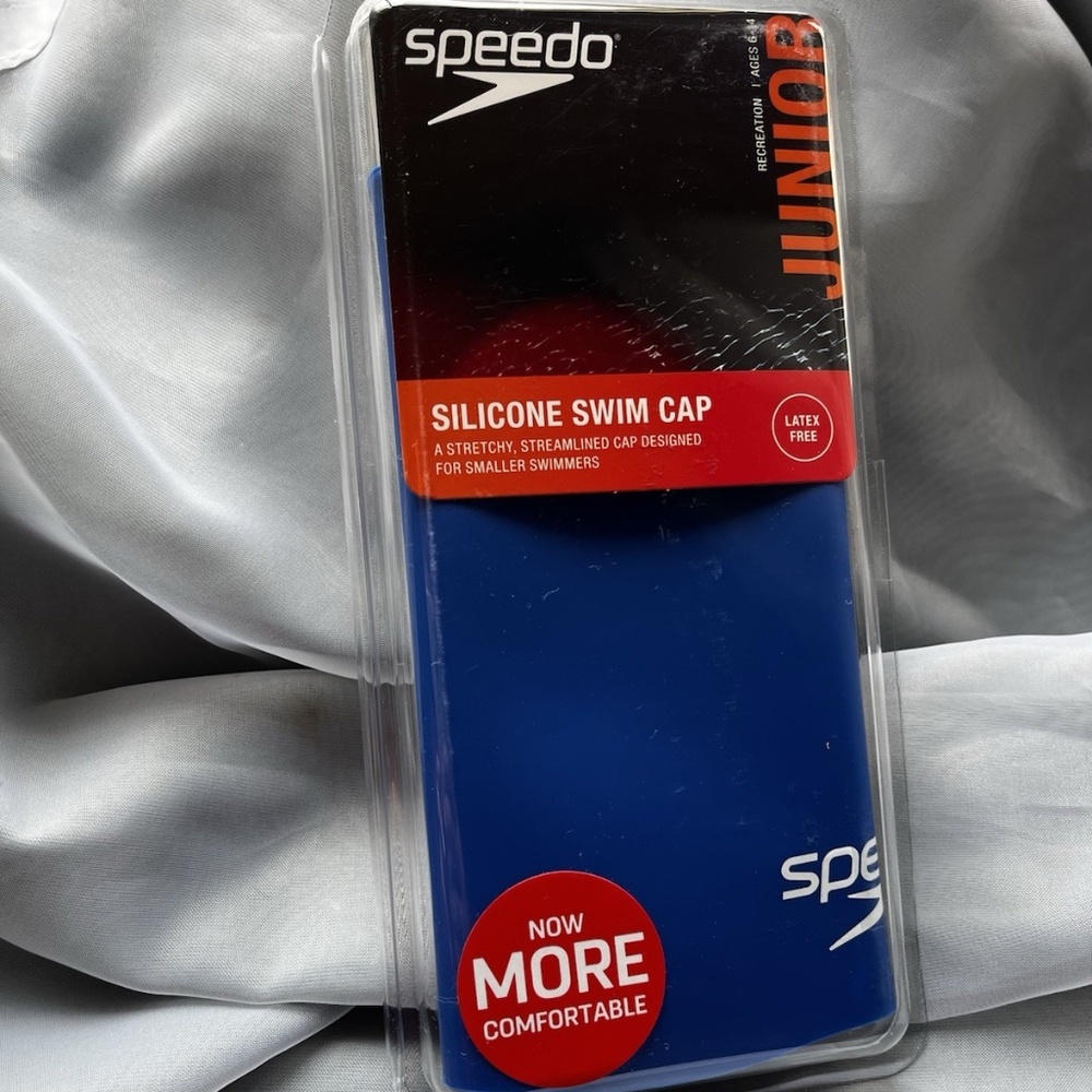 Blue Speedo Swim Cap (Juniors - Kids) - Solid Silicone, Latex Free - NEW